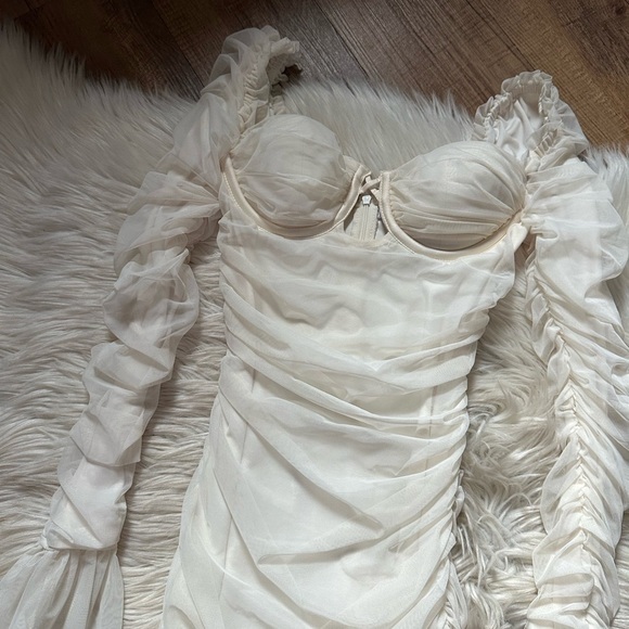 OH POLLY True For You Ruched Bodycon Mini Dress In White - Picture 10 of 12